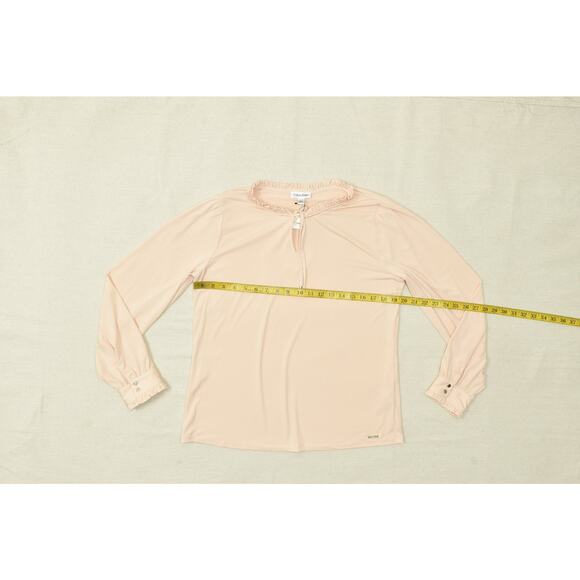 Calvin Klein Women's Ruffled Tie-Neck Blouse Top Regular Size L Long Sleeve - Picture 3 of 8